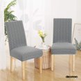 thumbnail image 2 of Deconovo - Funda de silla de comedor de punto jacquard, elástica, lavable y extraíble, de licra, para banquetes, juego de 4, color gris claro, 2 of 7
