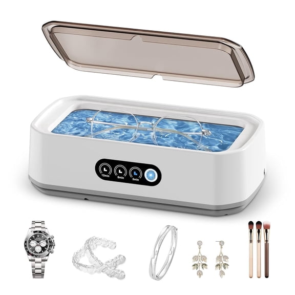 Ultrasonic Jewelry Cleaner,49KHz Ultrasonic Jewelry,Glasses,Rings,Watch Bands Cleaner,3 Modes with Digital Timer,22oz(650ML),304 Stainless Steel Water Tank