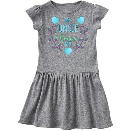 

Inktastic My Uncle Loves Me with Flowers and Hearts Gift Toddler Girl Dress