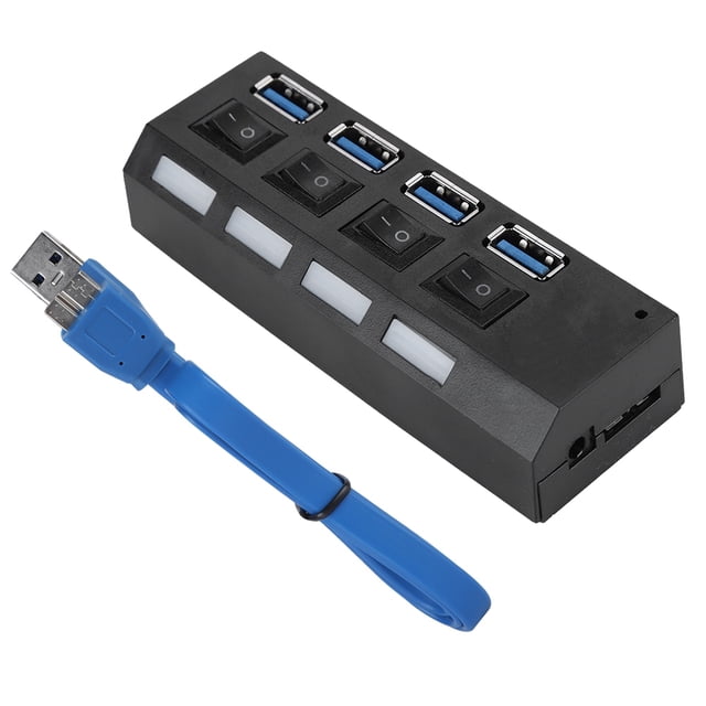Puerto de expansión del interruptor del concentrador USB de 4 puertos USB 3.0 de alta velocidad con fuente de alimentación