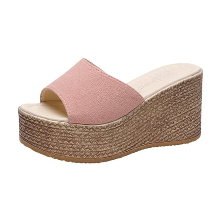 

Women s Platform Wedge Sandals Espadrilles Braided Open Toe Slip On Summer Mule High Heels Shoes Ladies Beach Holiday Sandals Slippers Clearance