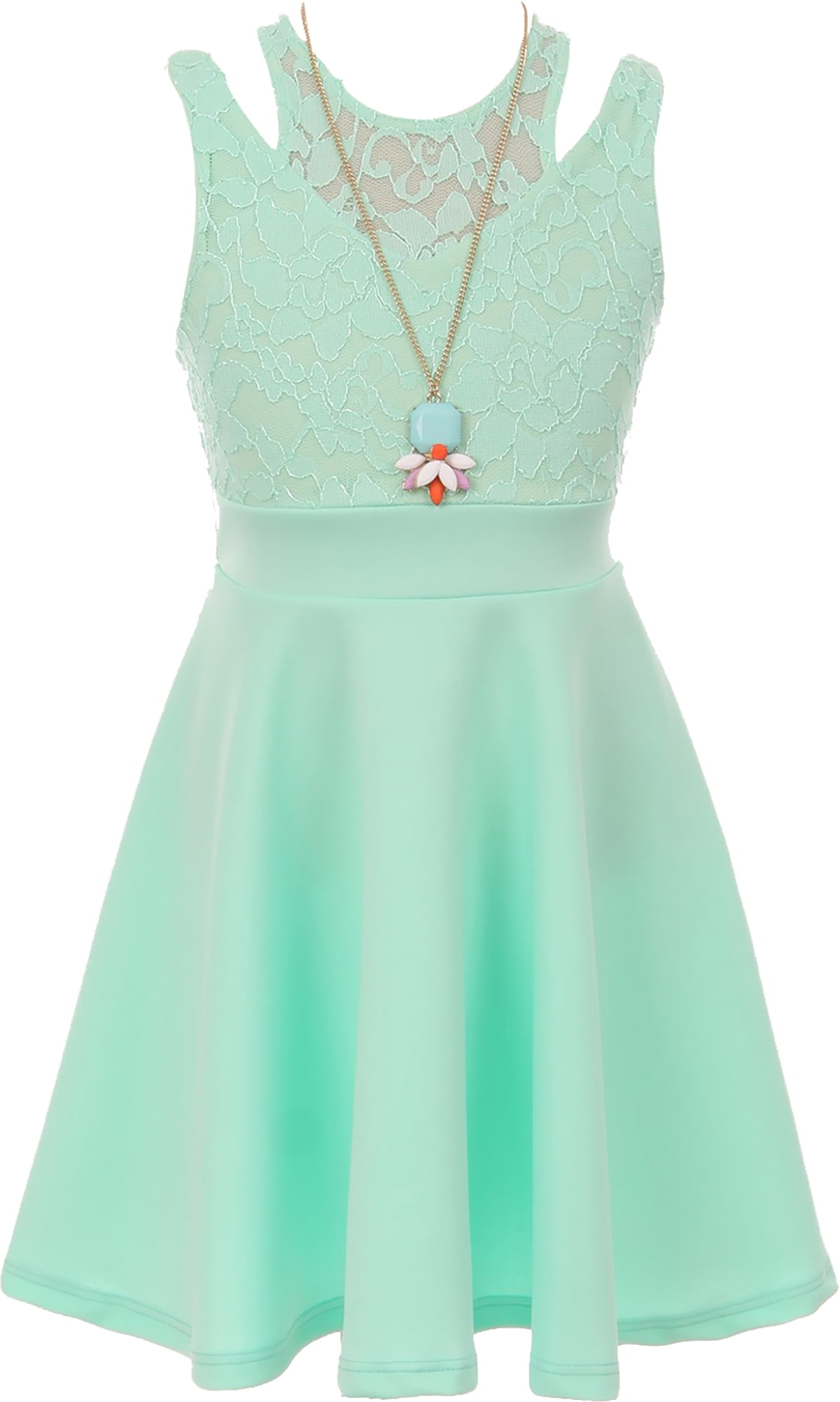 BNY Corner Little Girl Sleeveless Lace Solid Necklace Easter Summer