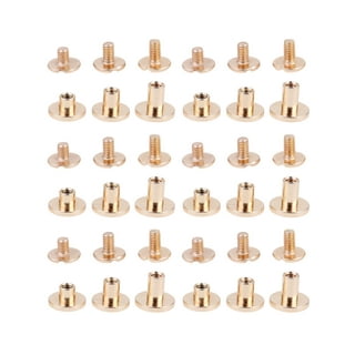 5 Set 4mm Solid Brass Round Head Stud Screw Rivets for DIY Leather