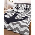 thumbnail image 2 of Quilts King Size, Black Nautical Anchor Soft Comforter Bedding Set for Bed, Gray Stripe Modern Wavy Lines Lightweight Quilted Bedspread with Pillow Cover(2 Pieces) for All Season, 96x106 Inch, 2 of 6