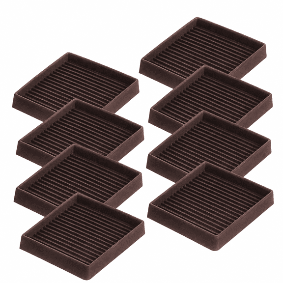 Non Skid Furniture Grippers, Anti Slip Furniture Pads, Non Slip Pads for Furniture, Rubber Furniture Pads Non Slip, 3 Inch Square Brown Rubber Floor Protectors, 8 Pack for Bed Couch Heavy Furniture
