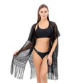 thumbnail image 2 of Lu's Chic Women's Crochet Bikini Cover Up Beach Beachwear Light Sexy Spring Short Sleeve Sheer Lace Cover Up Black One Size, 2 of 4