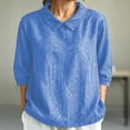 thumbnail image 2 of DHFJKG Polo Shirts For Women Breathable Linen Half Sleeve Turndown Collar Solid Color Loose Fit Basic Top Summer Trendy Tops, 2 of 4