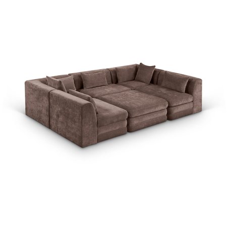 Meridian Furniture Stellar 114" Brown Chenille Fabric 6Pc. Modular Sectional