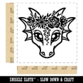 thumbnail image 2 of Dragon Wearing a Flower Crown Self-Inking Rubber Stamp Ink Stamper - Blue Ink - Large 1-1/2 Inch, 2 of 7