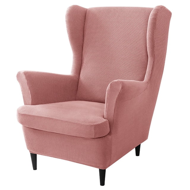 CHOK 2024 Wing Chair Slipcover Chair Covers For Wingback Chairs Stretch Sofa Cover Furniture Protector Couch Soft With Elastic Bottom-Pink-Chair Cover