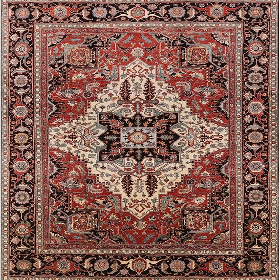Ahgly Company Indoor Square Mid-Century Modern Camel Brown Oriental Area Rugs, 3' Square