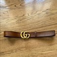 thumbnail image 2 of Gu-cci Brown Leather Belt with Gold Buckle, 2 of 5