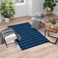 thumbnail image 1 of Plaid Turkish Area Rug, Lumberjack Fashion Buffalo Checks Pattern Retro Style Grid Composition, Soft Carpet for Living Room Decor with Distressed Look, 2.6' x 5', Royal Blue and Black, by Ambesonne, 1 of 4