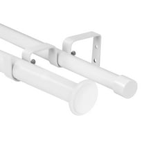 Urbanest Bouton Manhattan 1" 3/4" Double Drapery Curtain Window Rod Set - 48" to 84", White