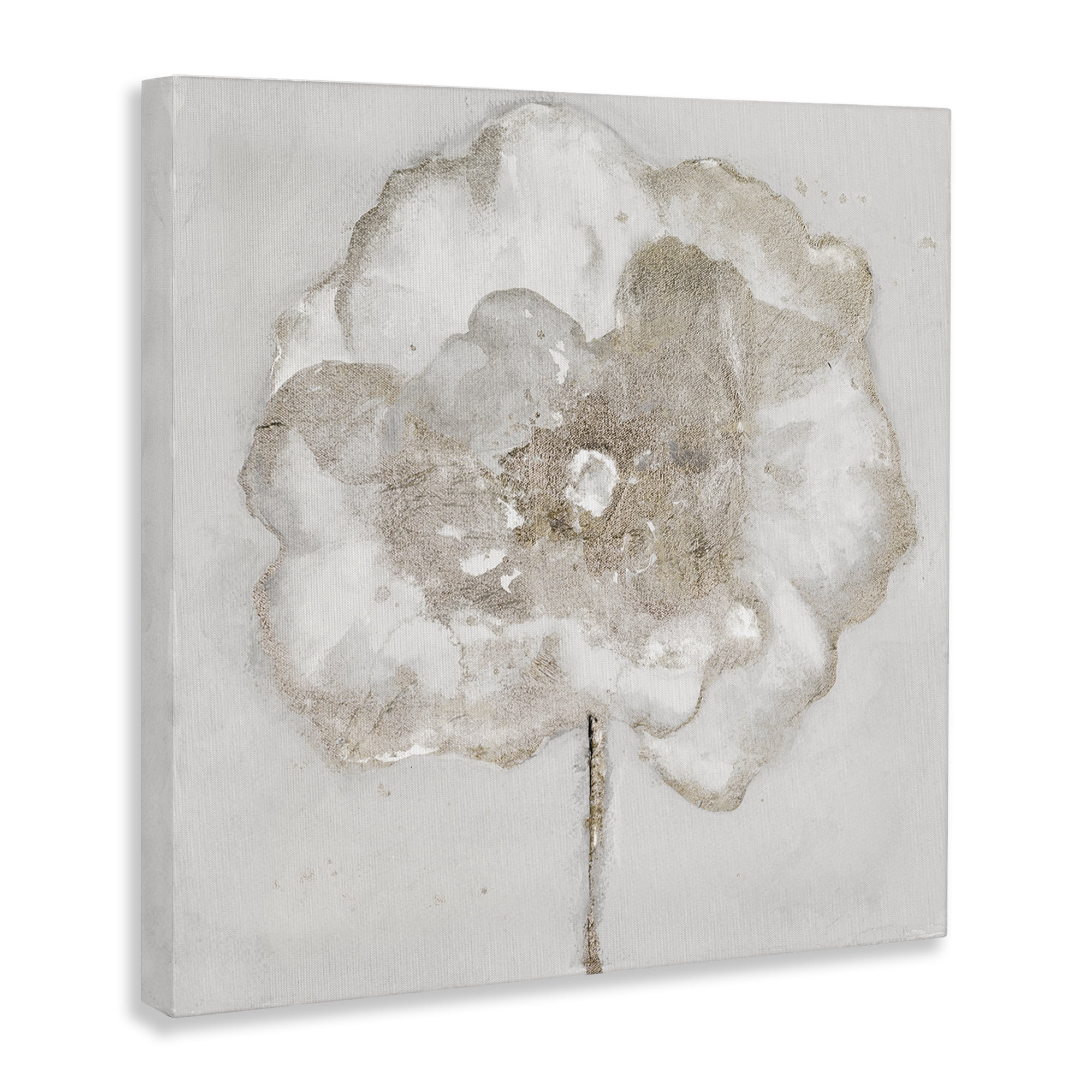 Stupell Industries Gilded Flower Blossoms Botanical & Floral Painting Gallery Wrapped Canvas Art Print Wall Art, 17 x 17