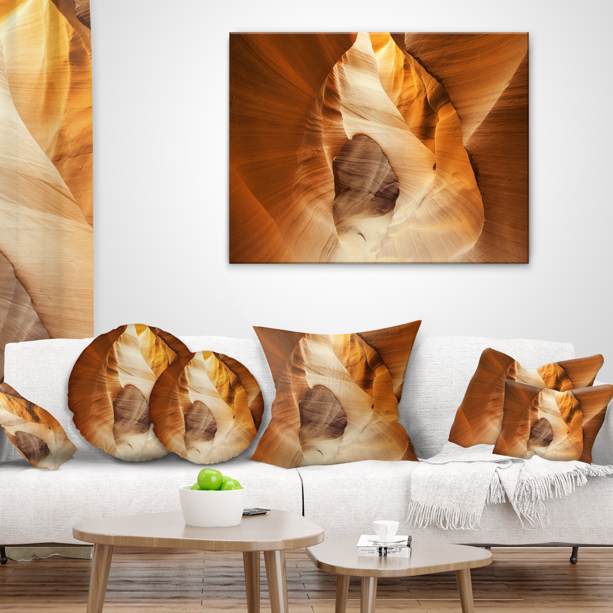 Designart Inside Antelope Canyon USA - Landscape Photo Throw Pillow - 18x18