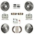 thumbnail image 1 of Transit Auto Front Rear Disc Brake Caliper Rotors Drums Ceramic Pads Shoes Wheel Cylinders and Hardware Kit (11Pc) for Car 2009-2013 Toyota Corolla KC8-100939T, 1 of 11