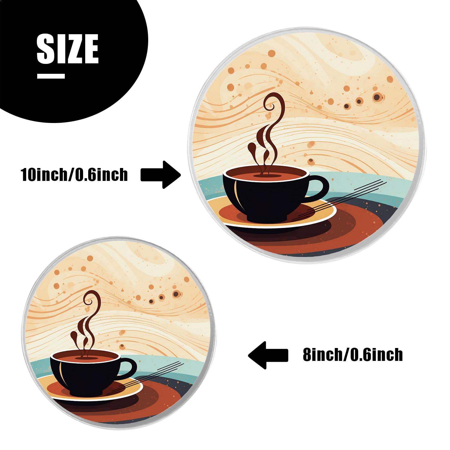 Decorative Stove Burner Covers 4 Pcs Metal Gas Stove Burner Cover 8Inch And 10Inch ,Coffee Bean Coffee Painting