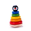 Adorable Wooden Penguin 6 Piece Ring Rainbow Stacker Toy for Babies 1 Year Olds & Up, Developmental