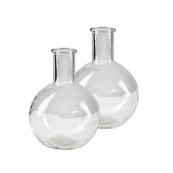 Serene Spaces Living Clear Bottleneck Bulb Glass Vase, 5.3" Dia & 7.48" Tall, Pack of 2