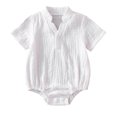 thumbnail image 3 of Gtoiithly Baby Romper, Kids Summer Solid Short Sleeve Jumpsuit Baby Clothes Clothes White 3-6 Months, 3 of 9
