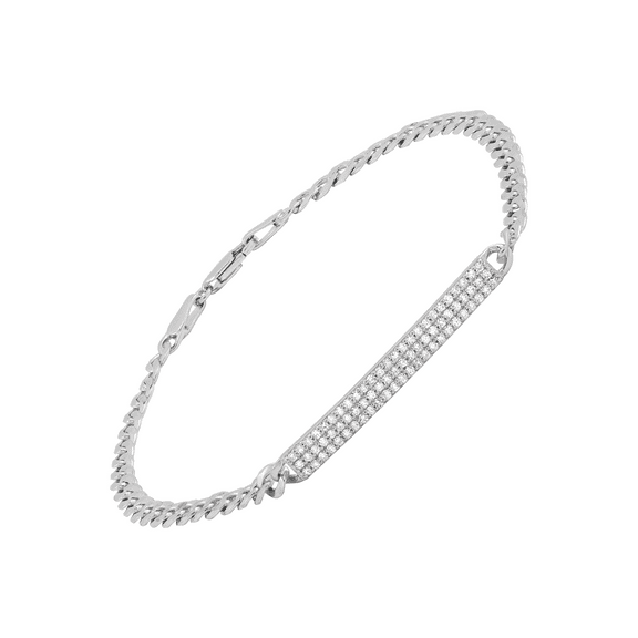 Women's Welry 1/4 cttw Diamond Bar Link Bracelet in Sterling Silver, 7.25"