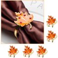 thumbnail image 1 of Fall Napkin Rings,Set of 6 Set for Dining Table - Golden Holder Rings Designed with Orange Maple Harvest Farmhouse Style for Thanksgiving Day Holiday Party Decor, 1 of 7