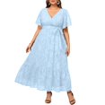 thumbnail image 1 of Vestido Pinup Fashion azul claro de verano maxi talla grande para mujer, 1 of 7
