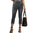 thumbnail image 4 of vigerkar Women's Denim Capri Jeans Casual High Waisted Skinny Leggings Stretchy Pants with Decor Pockets Grey, L, 4 of 9