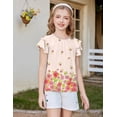 thumbnail image 4 of Arshiner Girls Summer Blouse Ruffle Short Sleeve Pleated Crewneck Casual Tops Tees Blouses, 4 of 6