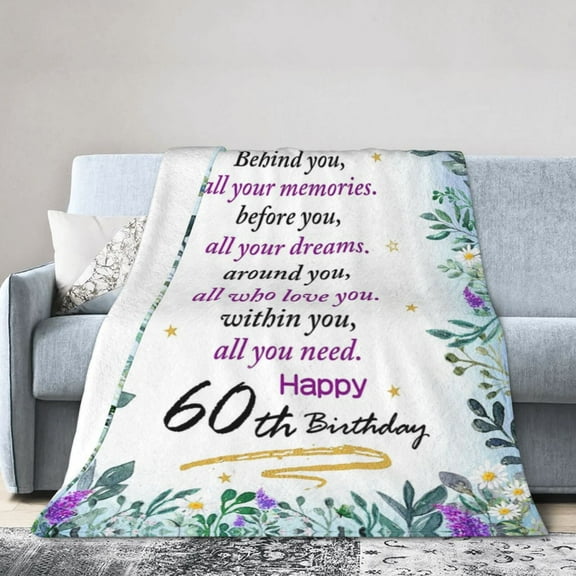 Wijzvio 60th Birthday Gifts Throw Blanket Soft Fuzzy Fleece Blanket For Couch Bed Living Room Decoration 40"X30"