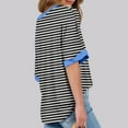 thumbnail image 4 of Tfken Women Tshirts For Summer Crew Neck Half Sleeve Stripe Tops Trendy Daily Wear Female Soft Shirts Black, 4 of 6