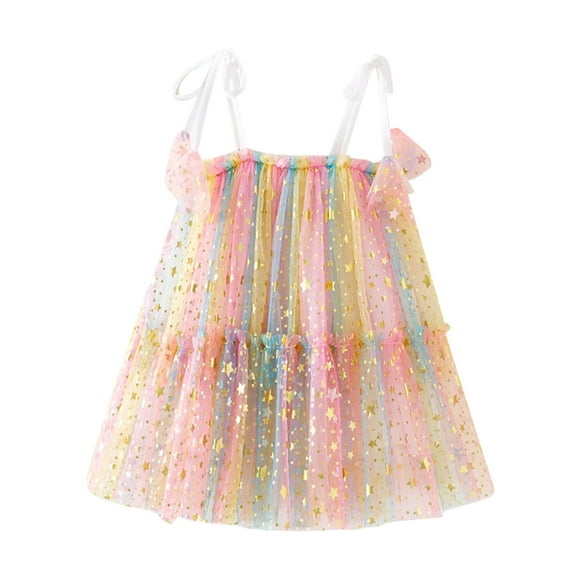 Toddler Girls Sleeveless Star Moon Paillette Dress Dance Party Dresses Clothes 4t