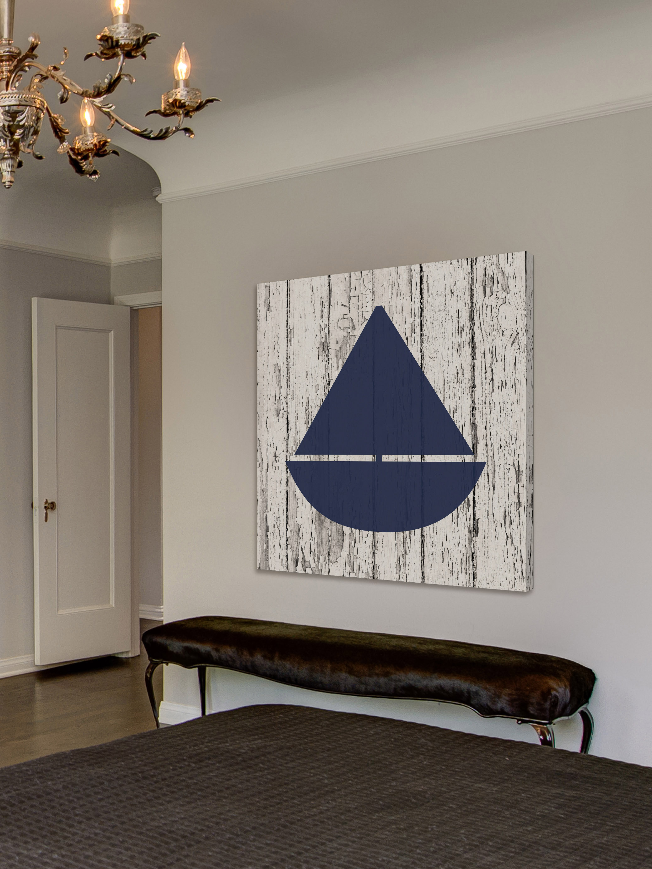 "Blue Boat" Painting Print on Wrapped Canvas