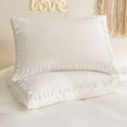 thumbnail image 6 of Move Over White Tassel Bedding Set Hollow Square Tassel Duvet Cover Set Pattern Washed Microfiber Queen No Filling, 6 of 8