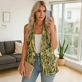 thumbnail image 2 of Psesaysky Green Camo Branch Print Vest Tops for Women V Neck Sleeveless Button Down Blazer Jacket Trendy Waistcoat Top Ladies Business Casual Outfits, Size L, 2 of 6