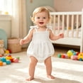 thumbnail image 2 of RMGVDSD Infant Baby Girl Romper Summer Sleeveless Spaghetti Straps Newborn Bodysuit Lightweight One-Piece Outfit Solid Color Clothes 18-24 Months, 2 of 6