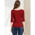 thumbnail image 5 of DARING DIVA Women's Elbow Sleeves Boat Neck Slim Fit Classic Tee L Wine Red, 5 of 6