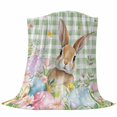 thumbnail image 6 of Easter Blanket Soft Cozy Warm Throw Blanket for Couch, Plush Fuzzy Flannel Fleece Blankets for Sofa, Spring Bunny Colorful Eggs Floral Leaves Grey Plaid Bed Blankets Gifts for Men, 50"x60", 6 of 9