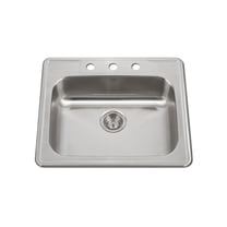 Houzer A2522-503-1 25 in. ADA Compliant Drop-in Top Mount 3-hole Deep Single Bowl Kitchen Sink - Stainless Steel