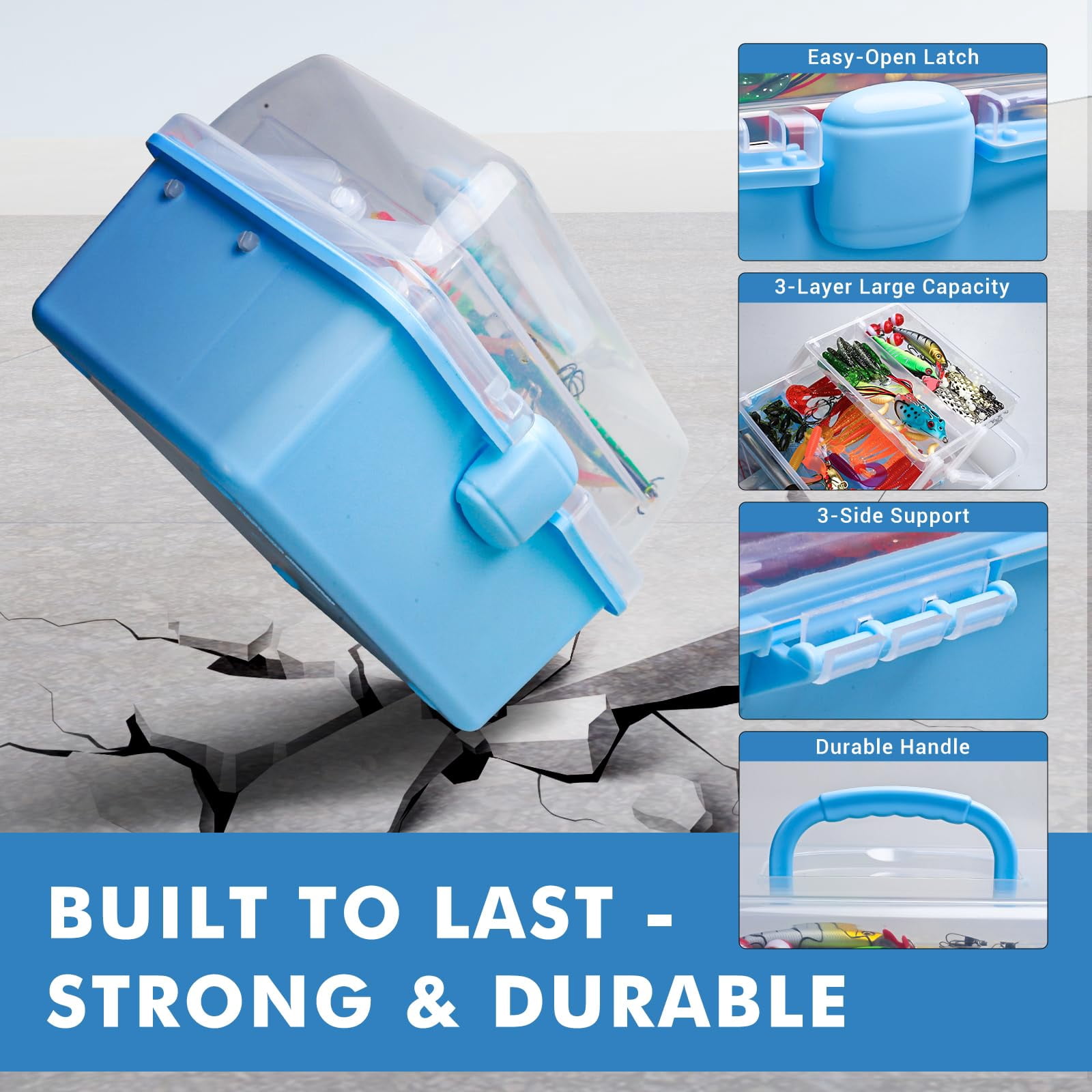 315pcs Portable Fishing Lures Tackle Box With Pliers & Hook Remover  3-tier Compact Organizer Crankbaits/swivels/soft Baits All-in-one Gear For Freshwater Saltwater