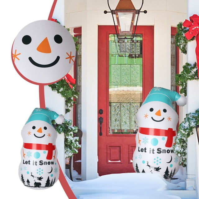 Fiudx Muñeco de Nieve Inflable de Pvc, Estable con Bolsa de Agua, Fácil de Inflar, Decoración Navideña para Jardín, Uso Interior y Exterior, 45 Pulgadas, Ideal para Fiestas Navideñas.