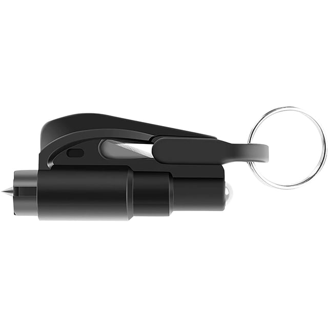 1PC Emergency Keychain Ring Car Escape Tool, 2-in-1 Portable Seat Belt Cutter and Window Glass Breaker, Car Escape Tool for Land and Underwater (Black)