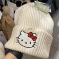 thumbnail image 3 of Saniro Hello Kitty Gorro de punto para mujer Anime lindo dibujos animados Cinnamoroll Melody Kuromi niños invierno cálido gorro de punto, 3 of 5