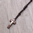thumbnail image 3 of Collar unisex de madera con colgante y cadena de cuentas de rosario (café), 3 of 7