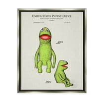 Stupell Industries Antique Frog Character Patent Graphic Art Luster Gray Floating Framed Canvas Print Wall Art, Design by Karl Hronek