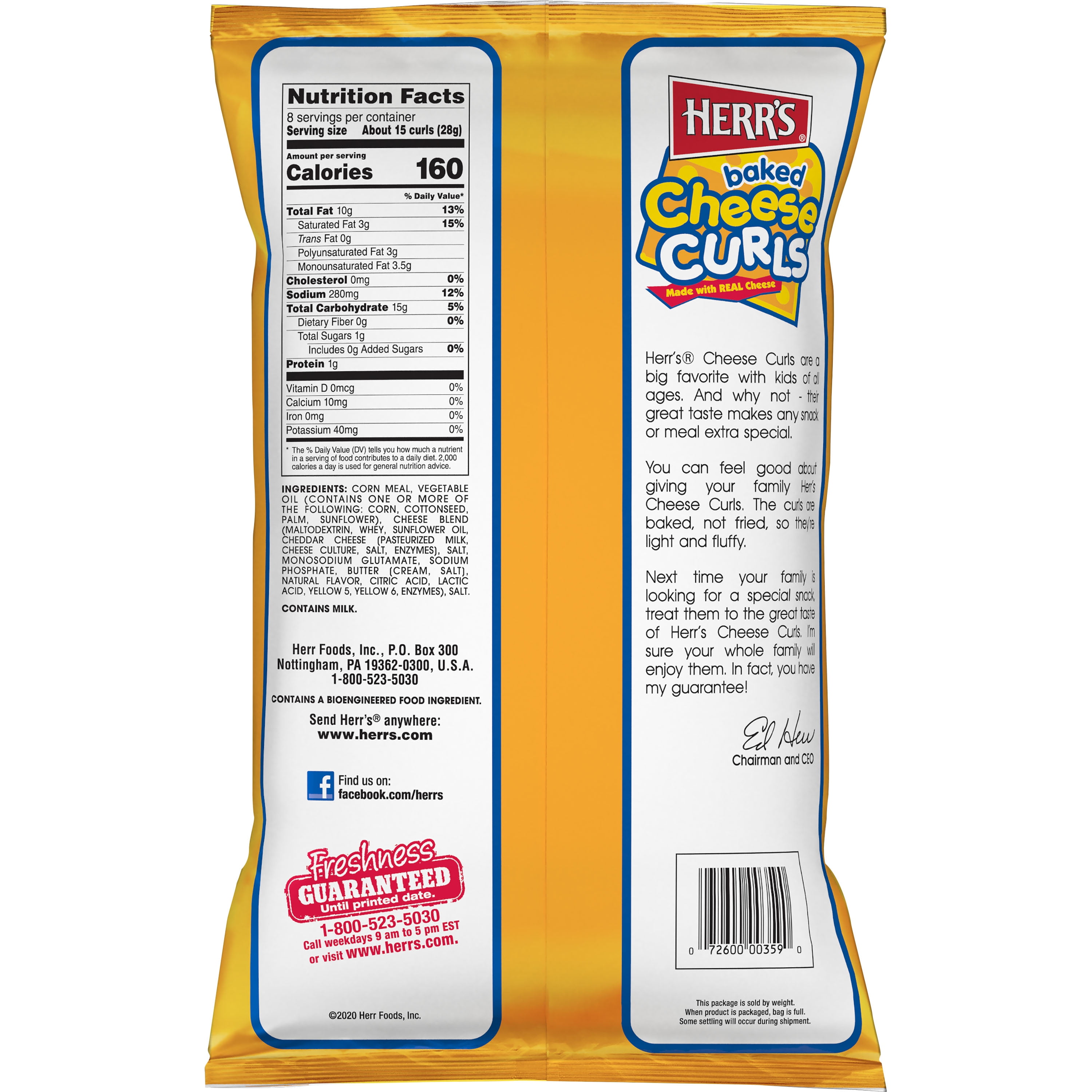 (3 pack) Herr's Baked Cheese Curls, 8 oz