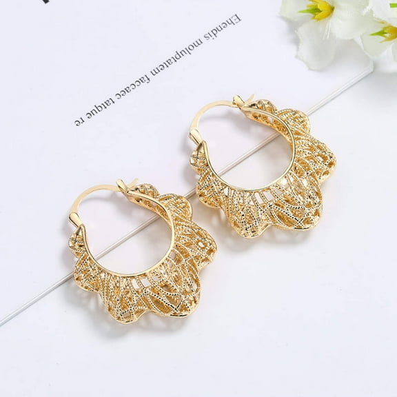 JoeytheJewelryNY 18k Layered real gold Plated basket hoop earrings #31