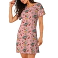 thumbnail image 2 of Easygdp Retro 70s 60s Hippie Flower Camisón de manga corta para mujer, informal, estampado, 2 of 6