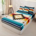 thumbnail image 2 of jejeloiu Sunset Aztec Zipper Twin Comforter Sets with Fitted Sheet and 2 Pillowcases For Men Women,Geometric Print Zipper Bedding Set,Orange Blue,Black Reversible,4-Piece, 2 of 7